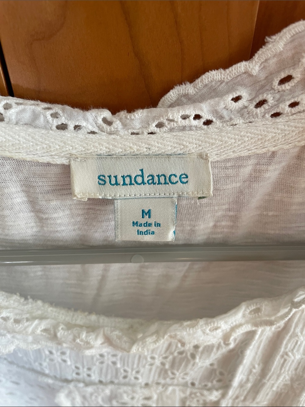 Sundance White Eyelet Patchwork Short Sleeve Tee - Picture 2 of 3